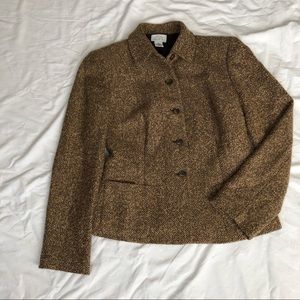 LOFT tan and brown herringbone blazer sz 4